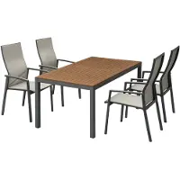 Stern Gartenmöbelset mit Tisch 160x90 cm und Stapelsessel Kari hohe Rückenlehne Aluminium anthrazit
