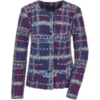 Goldner Kurzjacke "Elegante Jersey-Jacke mit Karomuster" aufgesetzte Taschen