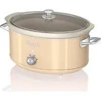 Swan SF17031CNEU Retro Slow Cooker 6,5L, Antihaft-Keramisches PFOA- und PTFE-freies, Vintage Creme