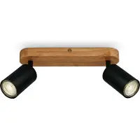 Briloner Deckenlampe schwenkbar, GU10 Fassung, max.9W, Deckenstrahler, Wohnzimmerlampe, Schlafzimmerlampe, Küchenlampe, Deckenleuchte, 25,5cm, Schwarz-Holz