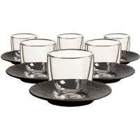 Villeroy & Boch Thermoglas "Espressogläser mit Untertassen Manufacture Rock 70 ml 6er Set schwarz"