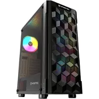 Nfortec NF-CS-AZIR-B, Tower, PC, Schwarz, ATX, ITX, micro ATX, Stahl, Gehärtetes Glas, Gaming
