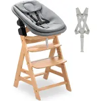 Hauck Alpha Newborn Set Pro, Multifunktions-Hochstuhl, Harter Sitz, Grau, Holz, Einfarbig, 5-Punkt, Junge/Mädchen