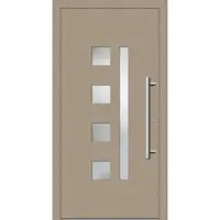 Haustuerenland.de Smarte Haustür "HENRIETTE" 79 mm RC2 mit Fingerprint Graubeige RAL 1019 innen öffnend DIN rechts