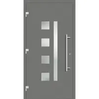 Haustuerenland.de Smarte Haustür "HENRIETTE" 79 mm RC2 mit Fingerprint Graualuminium RAL 9007 beidseitig außen öffnend DIN links