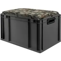 Proregal Eurobox Nextgen Seat Box Camouflage HxBxT 36,5x40x60cm 65 Liter Griffe Offen Schwarz Eurobehälter Sitzbox Transportbox