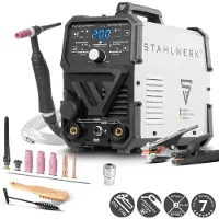 Stahlwerk Schutzgasschweißgerät 2-in-1 Kombi DC WIG 200 ST – WIG & MMA-Funktion (E-Hand) bis 200 A, für Stahl, Edelstahl, Kupfer, Messing, kein Alu