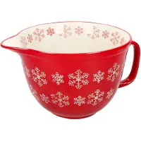 MamboCat Rührschüssel Schneeflocke rot creme 2,5L Teigschale mit Griff Kekse Weihnachten