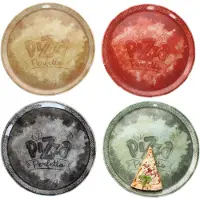 MamboCat 4tlg Set Perfetto Pizzateller Ø 31,5 cm Porzellan Gelb Grün Rot Schwarz Platte