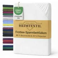 EXKLUSIV HEIMTEXTIL Frottee Spannbettlaken Premium 140 - 160 x 200 cm Weiß 80% Baumwolle 20% Polyester Öko - Tex Zertifiziert Bed-Sheet Bettlaken