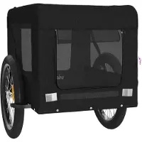 vidaXL Fahrradanhänger Hunde Schwarz Oxford-Gewebe & Eisen