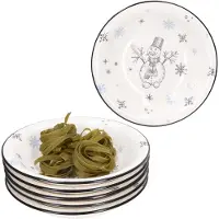 MamboCat 6x Olove Suppenteller 450ml Schneemann Steingut Winter tiefe Teller Weihnachten