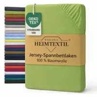 EXKLUSIV HEIMTEXTIL Jersey Spannbettlaken 180 x 200 cm Apfelgrün 100% Baumwolle Öko - Tex Zertifiziert Bed-Sheet Bettlaken Spannbetttuch