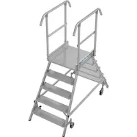 Krause STABILO PodestLeiter fahrbar, beidseitig begehbar, Stufen 2 x 5, Arbeitsh√∂he 3,20 m