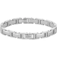 BOSS Silberfarbenes H-Gliederarmband mit Logo-Schließe Grösse ONESI