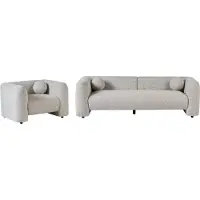 Beliani Sofa Set Beige Stoff 4-Sitzer Sessel und Sofa Wohnzimmergarnitur mit Dekokissen Modernes Elegantes Design Couch für Wohnzimmer