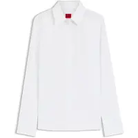 HUGO für Damen. 50554568 Slim Fit Twill Hemd weiß (42), Lässig, Baumwolle, Klassisch, Langarm