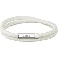 HUGO BOSS Zweireihiges, geflochtenes, weißes Armband mit Logo-Verschluss Grösse ONESI