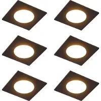 QAZQA Set mit 6 modernen Einbaustrahlern schwarz inkl. LED 3-Stufen-Dimmbar IP65 - Simply