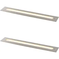 QAZQA 2er-Set moderne Bodeneinbaustrahler Stahl 50 cm inkl. LED IP65 - Eline