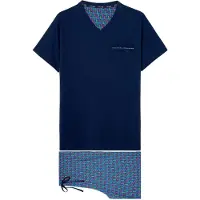 Hom Pyjama Short Sleepwear Bellagio in navy print | Gr.: XL