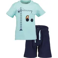 Blue Seven T-Shirt "Set: T-Shirt und Shorts", Jungen, Gr. 110, 6201, aqua, 100% Baumwolle, normal, Rundhals, Shirts T-Shirt