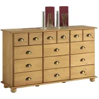 Idimex Schubladenschrank COLMAR, Gebeizt - Apothekerkommode mit Muschelgriffen aus Metall, 12 Schubladen für Stauraum, Sideboard im Landhausstil, Kiefer Massivholz