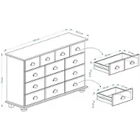 Idimex Schubladenschrank COLMAR, Natur - Apothekerkommode mit Muschelgriffen aus Metall. 11 Schubladen, Sideboard im Landhausstil, Kiefer Massivholz