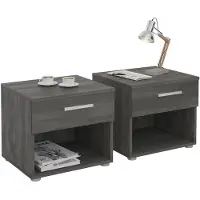 Idimex NACHTTISCH MARY 2er-Set Esche grau
