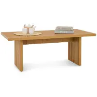 Idimex Couchtisch RIKA rechteckig mit Lamellenbeinen 120 x 45 x 60 Wildeiche Nachbildung - moderner Wohnzimmertisch im Japandi-Stil Tisch für Couch