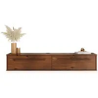 Idimex Lowboard TECCA 145 cm mit 2 Türen, Kastanie Finish – hängendes TV Board aus massivem Kiefernholz, modernes Design mit Klappenbeschlägen, platzsparend für Wohnzimmer & Flur