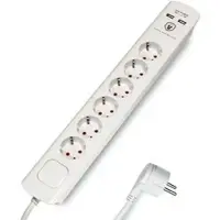 FeinTech MD000633 6-fach Stromleiste mit 2x USB | Schnellladung | 3m | Überspannungsschutz
