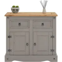 CARO-Möbel Mexico Kommode RAMON im Landhausstil Kommode aus Kiefer massiv mit 2 Schubladen und 2 Türen, grau/braun