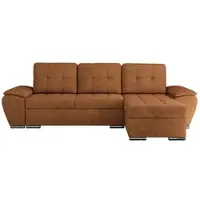 MKS Meble Sofa mit Schlaffunktion - Ecksofa mit Schlaffunktion und Bettkasten - Sofa 3 Sitzer - Schlafsofa - Couch - Schlafsofa mit Bettkasten - Umbria L - Orange Stukture