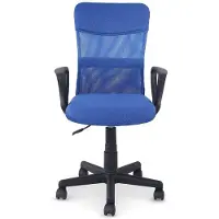 Idimex Bürodrehstuhl JOGO höhenverstellbar, blau - ergonomischer Schreibtischstuhl mit Armlehnen, Drehstuhl mit atmungsaktivem Mesh Stoffbezug, Stuhl für Büro und Home Office