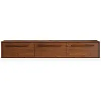 Idimex Lowboard TECCA 180 cm hängend aus Massivholz, Kastanie Finish – moderne Hängekonsole mit 3 Klappen, Mid Century Style, stilvolle Wandkommode zur Wandmontage mit Stauraum
