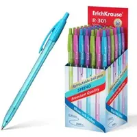 Erich Krause Druckkugelschreiber 0,35mm 50er Set Blau - transparent - Kugelschreiber Kulis Kulischreiber Stifte Schreibstifte Schule & Bürobedarf - R-301 Spring