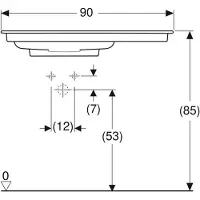 Geberit Möbelwaschtisch One 90x47,5cm, o Ü, w K-Tec/Bl w, Hahnl. li
