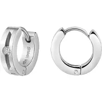 Zeeme Stainless Steel Klappcreolen Edelstahl glanz Zirkonia