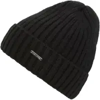 Chillouts Beanie "Tuva Hat", Damen, schwarz, Obermaterial: 57% Polyacryl, 34% Wolle, 5% Polyamid, 4% Polyester, unifarben, Mützen Beanie, Rippstrick Beanie mit Merinowolle