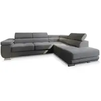 Masseno Ecksofa APIRO R-S mit Schlaffunktion L-Form, Sofa mit Bettkasten, Wohnzimmersofa, Couch, Soffa, Bettsofa, Couchgarnitur- Graphitfarben, POSO 34