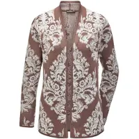 Goldner Strickjacke "Kurzgröße Jacquard-Strickjacke mit Glanzgarnen" Mit feinen Glanzgarnen