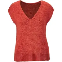Goldner Rundhalspullover "Kurzgröße Pullunder" fully fashioned gestrickter Ausschnitt