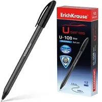 Erich Krause Kugelschreiber 0,3mm 12er Pack Schwarz - Kulis Kulischreiber Stifte Schreibstifte für Schule & Bürobedarf - U-108 Original