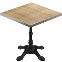 GGM Möbel BPR | Bistro Tisch | 60 x 60 x 74,5 cm | Quadratisch | Edelstahl Rand | Eiche / Schwarz