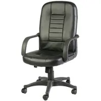 Dmora Bürostuhl Dmelar, Chefsessel mit Armlehnen, Ergonomischer Bürostuhl, Schwarz, 56x59h104/114 cm