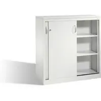 C+P Akten-Sideboard Acurado mit Schiebetüren, 3 Ordnerhöhen, H1200xB1200xT500mm Front Lichtgrau Korpus Lichtgrau