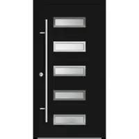 Haustuerenland.de Aluminium Haustür "AGADA" 82 mm RC2 Tiefschwarz RAL 9005 beidseitig innen öffnend DIN links