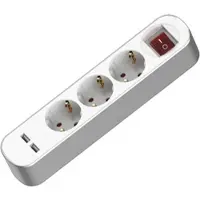 Plastrol Steckdosenleiste 3-fach 3x2p+Z Schuko 2xUSB mit Schalter 1,5m 230V 16A Weiß W-102091