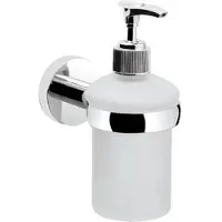 Evenes Seifenspender Eight 150 ml mit Wandhalter, Messing verchromt, Glas satiniert - 93 920 23